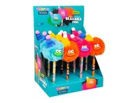 Colorino School - Stylo à bille effaçable pompon chapeau - encre gel - bleu - avec gomme