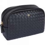 Oberthur Lisbonne Pochette Multi-Usages Noir – Élégante en Mix-Matière Tressé/Lisse, Compartiment Principal Zippé, Poche Intérieure