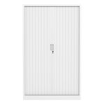 Armoire haute à rideaux - L120 x H198 x P43 cm - corps blanc/rideau blanc