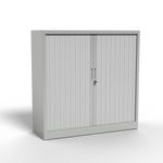 Armoire mi-haute à rideau - L120 x H105 x P43 cm - corps gris clair/rideau gris clair