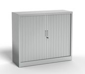 Armoire mi-haute à rideau - L120 x H105 x P43 cm - corps alu/rideau alu