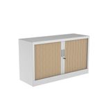 Réhausse pour armoire à rideaux metalliques -  L120 x H43 x P43cm - corps blanc/rideau chêne