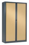 Armoire haute monobloc à rideaux GENERIC - 198 x 120 x 43 cm - corps anthracite - rideaux chêne