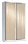 Armoire haute monobloc à rideaux GENERIC - 198 x 120 x 43 cm - corps blanc - rideaux acacia