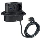 Prise de courant MINIMAX - retractable - 1 prise d'alimentation, 1 prise USB, 1 prise USB-C