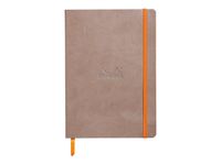 Rhodiarama - Cahier de notes - lien parfait - A5 (148 x 210 mm) - 80 feuilles / 160 pages - papier ivoire - petits carreaux - couverture taupe
