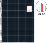 Miquelrius - Cahier à spirale A4 (21x29,7 cm) - 100 pages - petits carreaux (5x5 mm)  - noir