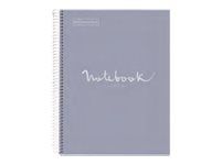 Miquelrius Emotions - Cahier de notes - reliure à spirale - A5 - 80 feuilles - petits carreaux - gris