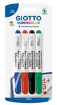 GIOTTO Robercolor - étui 4 feutres tableau blanc - pointe ogive medium 4mm (bleu rouge noir vert)