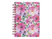 Oberthur Bali - Cahier de notes - reliure à anneaux métalliques - B6 (125 x 176 mm) - 100 feuilles / 200 pages - papier ivoire - doublé - pink flowers