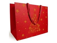 Logistipack - Sac cadeau - 25 cm x 10 cm x 22 cm - rouge, or