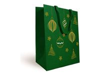 Logistipack - Sac cadeau - 25 cm x 13 cm x 33 cm - vert, impression dorée