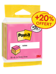  Post-it® - Cube de Notes - 76 mm x 76 mm - 390 dont 65 Feuilles Offertes - 100% PEFC - couleurs assorties