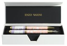 Parure bille + plume ENZO VARINI "Palazzo Greek Têtes" coloris rose & violet