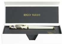 Plume ENZO VARINI "Taormina XL Bugs" motifs papillons coloris gris clair 
