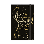 Carnet A5 Stitch Gold Motif 3 – 80 pages lignées, rabat élastique, couverture molletonnée