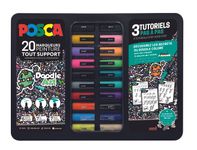 POSCA – Mallette métal noire 20 marqueurs Doodle Art – Édition limitée
