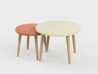 Lot de 2 tables basses - 60X41cm & 45X37cm - Sable et Terracotta