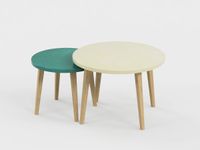 Lot de 2 tables basses - 60X41cm & 45X37cm - Sable et Vert Sauvage