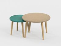 Lot de 2 tables basses - 60X41cm & 45X37cm - Camel et Vert Sauvage
