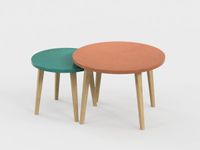 Lot de 2 tables basses - 60X41cm & 45X37cm - Terracotta  et Vert Sauvage