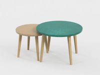 Lot de 2 tables basses - 60X41cm & 45X37cm - Vert sauvage et Camel