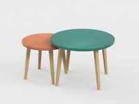 Lot de 2 tables basses - 60X41cm & 45X37cm - Vert sauvage et Terracotta