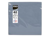 Pronappe - 40 Serviettes - Taille 38 x 38 cm - jetable - gris
