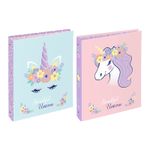 Classeur pelliculé 4 anneaux 3 cm FLORAL UNICORN