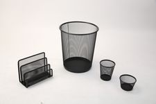 Set de bureau en métal mesh – 4 pièces – noir