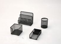 Set de bureau en métal mesh – 4 pièces – noir