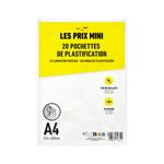 Les Prix Mini - 20 pochettes de plastification A4 (216 x 303 mm) - 80 microns - brillante