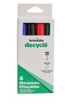 Bureau Vallée Recyclé – 4 marqueurs effaçables pointe large – Assortiment de 4 couleurs