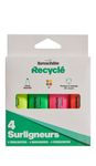Bureau Vallée Recyclé - 4 surligneurs - Jaune, orange, vert et rose