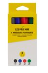 Les Prix Mini – 4 marqueurs permanents pointe large – Bleu, noir, rouge et vert