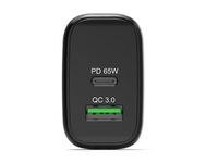 PORT Connect - Adaptateur secteur - GaN - 65 Watt - 2 connecteurs de sortie (USB type A, 24 pin USB-C) - Europe