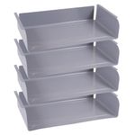 Lot de 4 casiers époxy pour table GANGE/TAGE/LEM - L51xP29xH10,5 cm - Gris alu