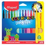 Maped - Lot de 15 Feutres Long Life 2.0 - Pointe Moyenne