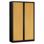 Armoire métallique haute monobloc à rideaux - 198x120x45cm - noir/hêtre