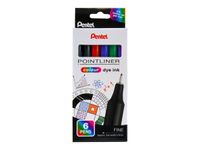 Pentel - Pointliner Colour - 6 feutres technique assortis - noir, rouge, bleu, vert, violet - 0,4 mm - encre à base d’eau
