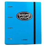 Carpeta A4 de 4 Anillas Azul neón. Carpeblock con recambio de 100 Hojas + 20 hojas GRATIS