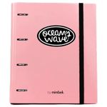 Carpeta A4 de 4 Anillas Rosa pastel. Carpeblock con recambio de 100 Hojas + 20 hojas GRATIS