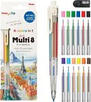 Pentel Art Multi8 - Set complet  XPH804ST : Porte-mine 8 couleurs + 12 recharges + 1 taille-mine