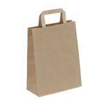 50 Sacs cadeau kraft - poignées plates - 22 cm x 10 cm x 29 cm - brun