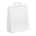 50 Sacs cadeau kraft - poignées plates - 32 cm x 17 cm x 39 cm - blanc