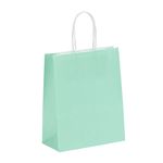 50 Sacs cadeau kraft - poignées torsadées - 18 cm x 8 cm x 24 cm - vert pastel