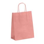 50 Sacs cadeau kraft - poignées torsadées - 18 cm x 8 cm x 24 cm - rose poudré