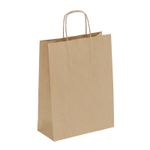 50 Sacs cadeau kraft - poignées torsadées - 22 cm x 10 cm x 31 cm - brun