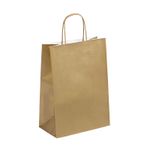 50 Sacs cadeau kraft - poignées torsadées - 22 cm x 10 cm x 31 cm - or