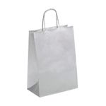 50 Sacs cadeau kraft - poignées torsadées - 22 cm x 10 cm x 31 cm - argent